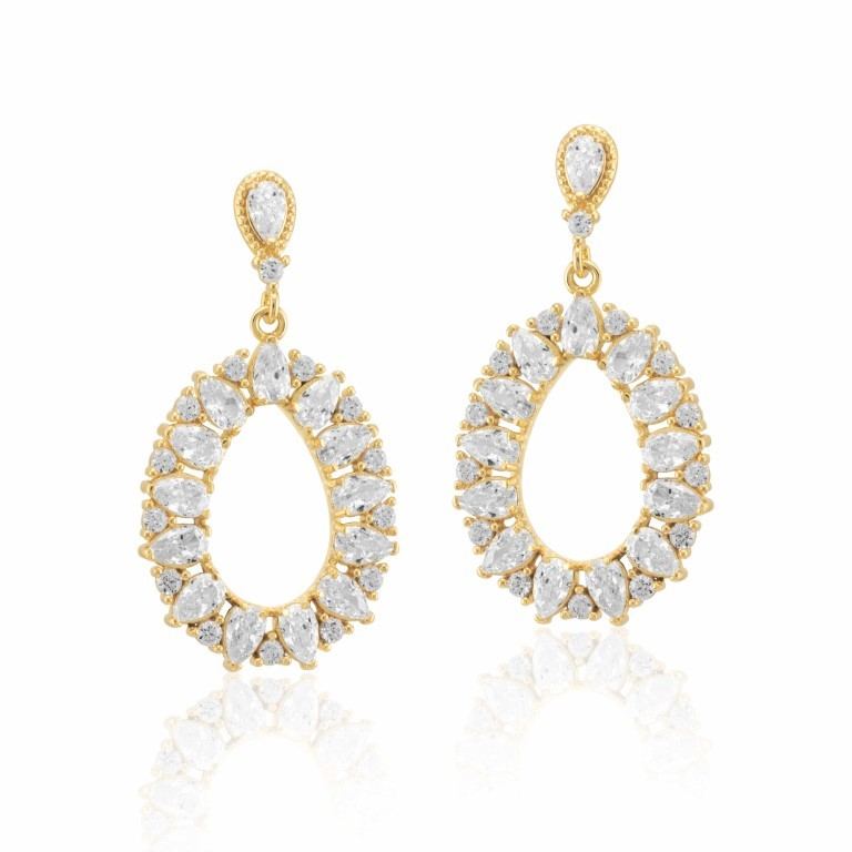 Brinco Cravejado Oval Ouro