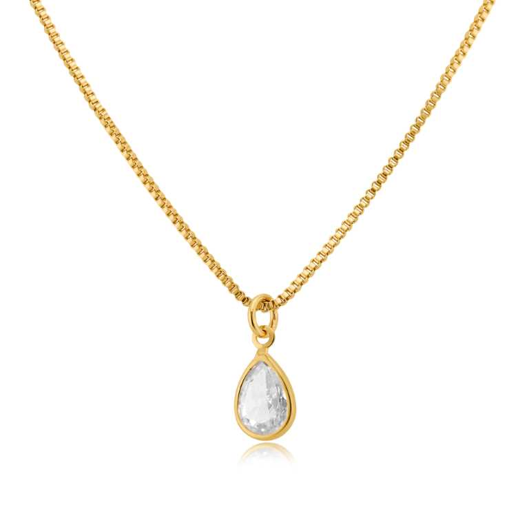 Colar Gota Cristal Ponto de Luz 18k