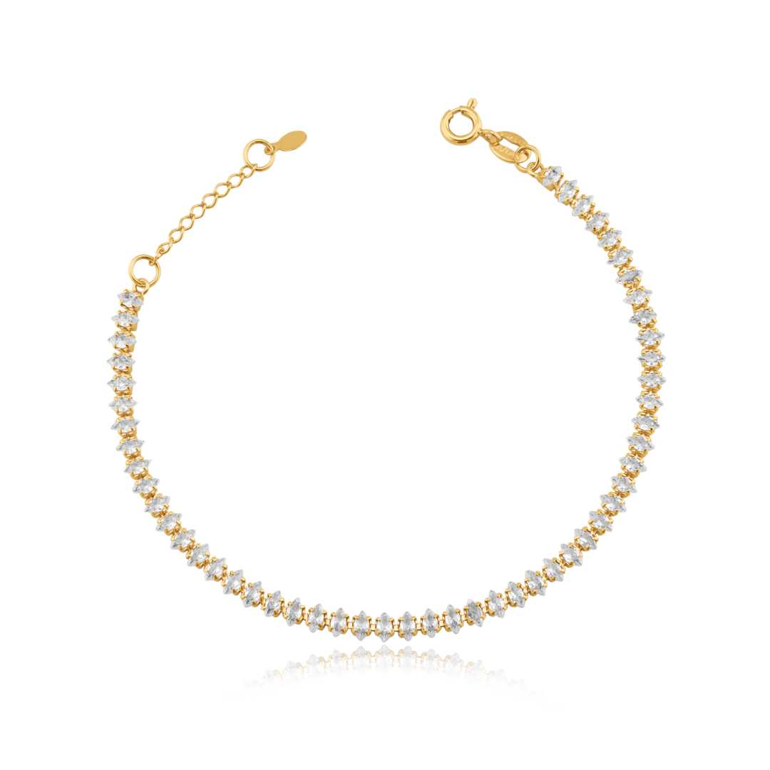 Pulseira Elo Grumet Riviera Folheada a Ouro 18k